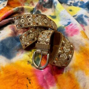 Vintage Brown Leather Belt with Silver Buckle